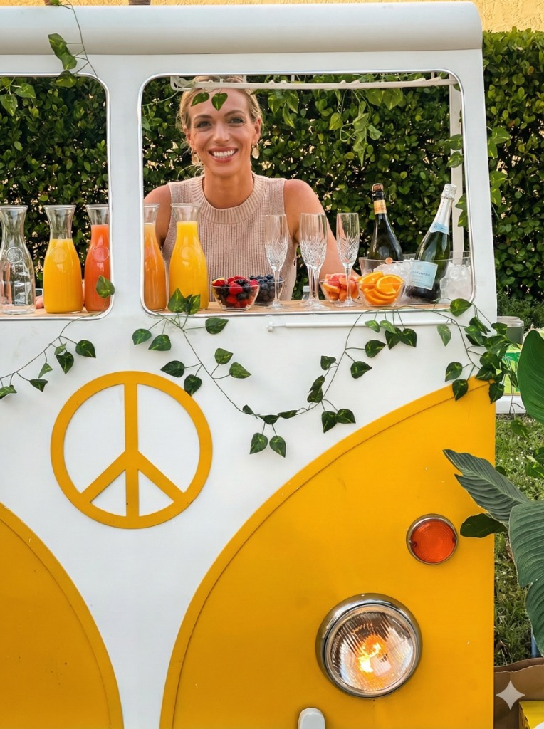 Mobile mimosa bar station at The Salty Zebra Bistro Jupiter Florida - portable bar setup for daytime events